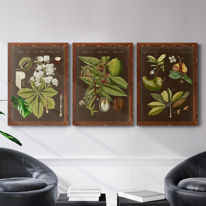 Châtaignier sur suède - Ensemble de 3 peintures sur toile encadrées, H 43,5 po x l 31,5 po x P 1 po, Érable