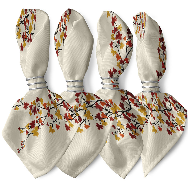 Polyester Floral Square Napkin, 18" W x 18" L, Orange