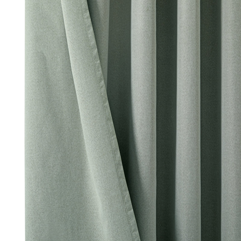Linen Blend Blackout Curtain Panel Pair, Sage Green, 168cm Width x 228cm Drop