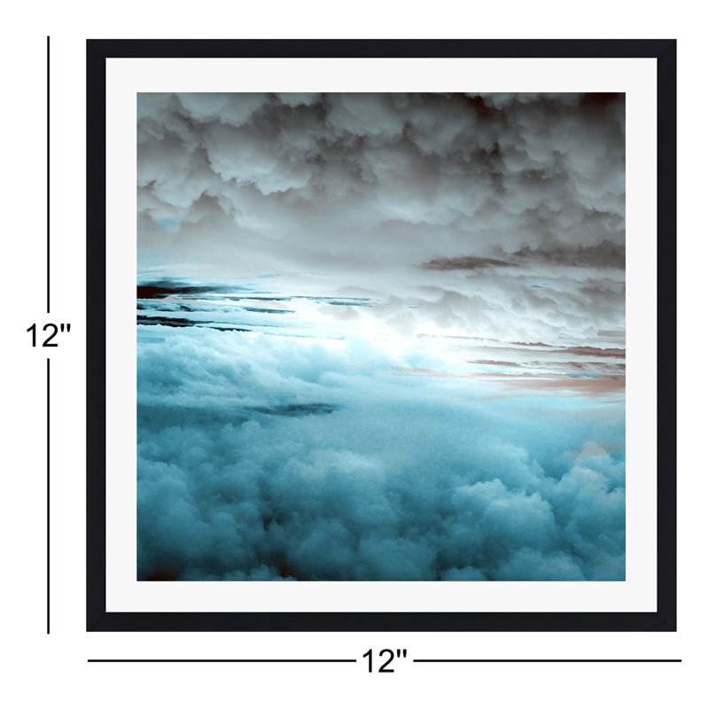 «Umi Glacier Painted Clouds» par Caleb Troy - reproduction sur toile, H 12 po x l 12 po x P 0,75 po, Cadre simple noir, Oui