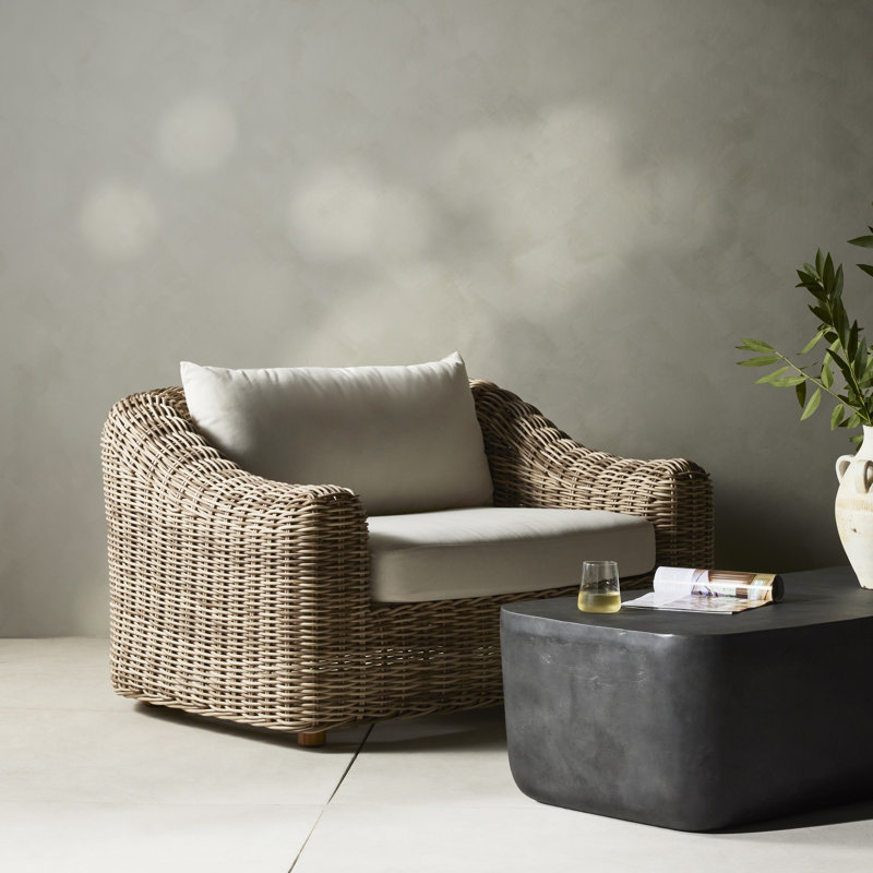 Messina Outdoor Teak Lounge Chair, White, Brown