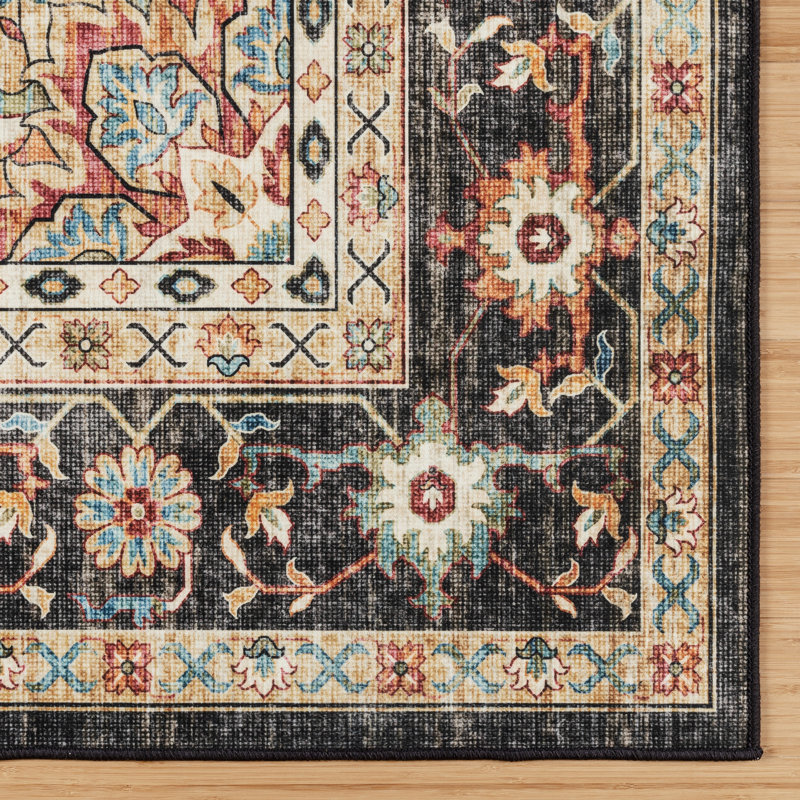  Tapis intérieur à motif de médaillon traditionnel Samira Tiefi, Rectangulaire 7 pi 10 po x 10 pi