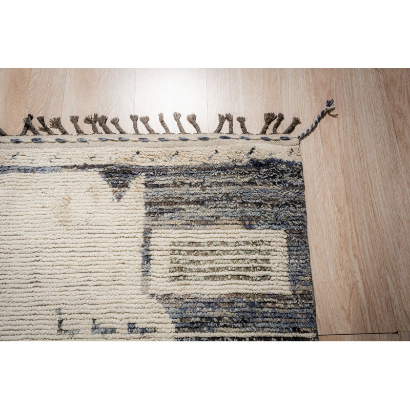 6x9 Gray Hand-Knotted Wool Diamond Field Tribal Modern Contemporary Carpet Rug