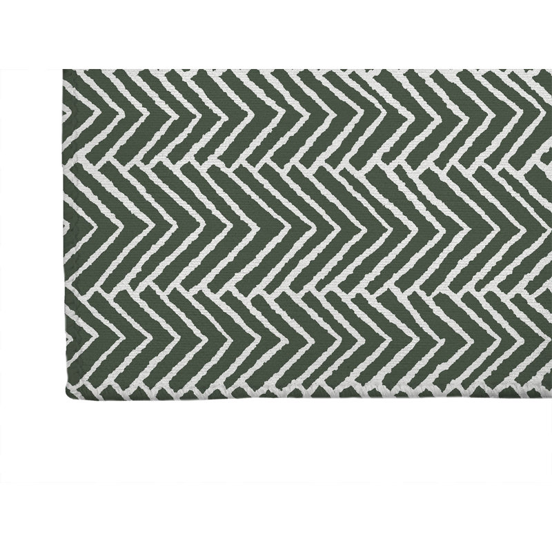 Chevron Block Non-Slip Outdoor Rug, Runner 2'6" x 8'