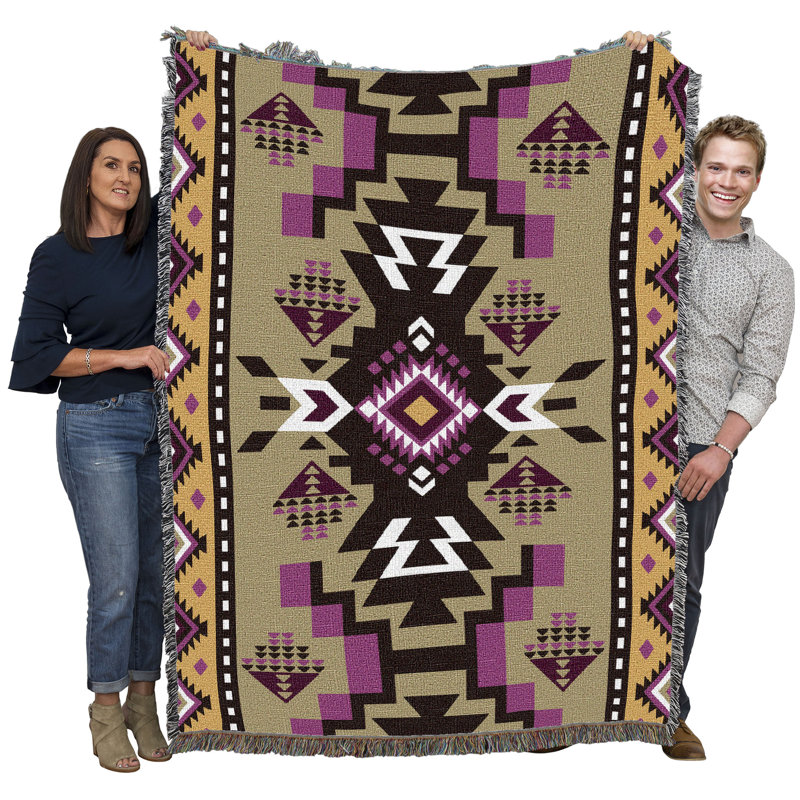 Jeté en coton Pure Country Weavers, Mauve / brun / vert oriental