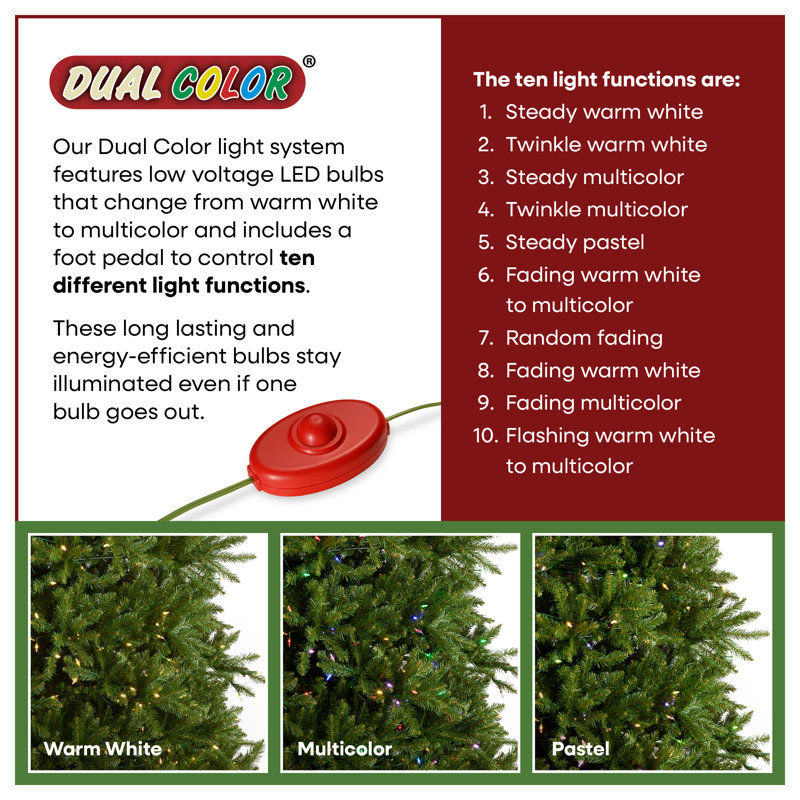 National Tree Company Dunhill Fir Tree with Dual Color LED Lights and PowerConnect, 6.5' 