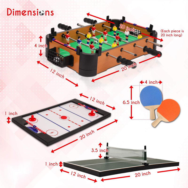 20'' L 3 Game Multi Game Table