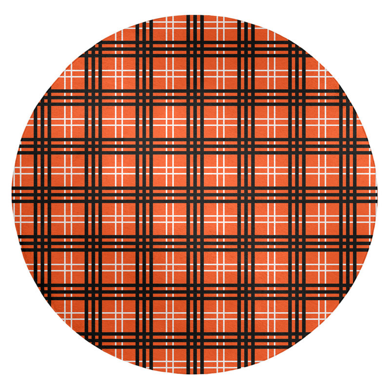 Plaid Indoor Rug, Round 5'