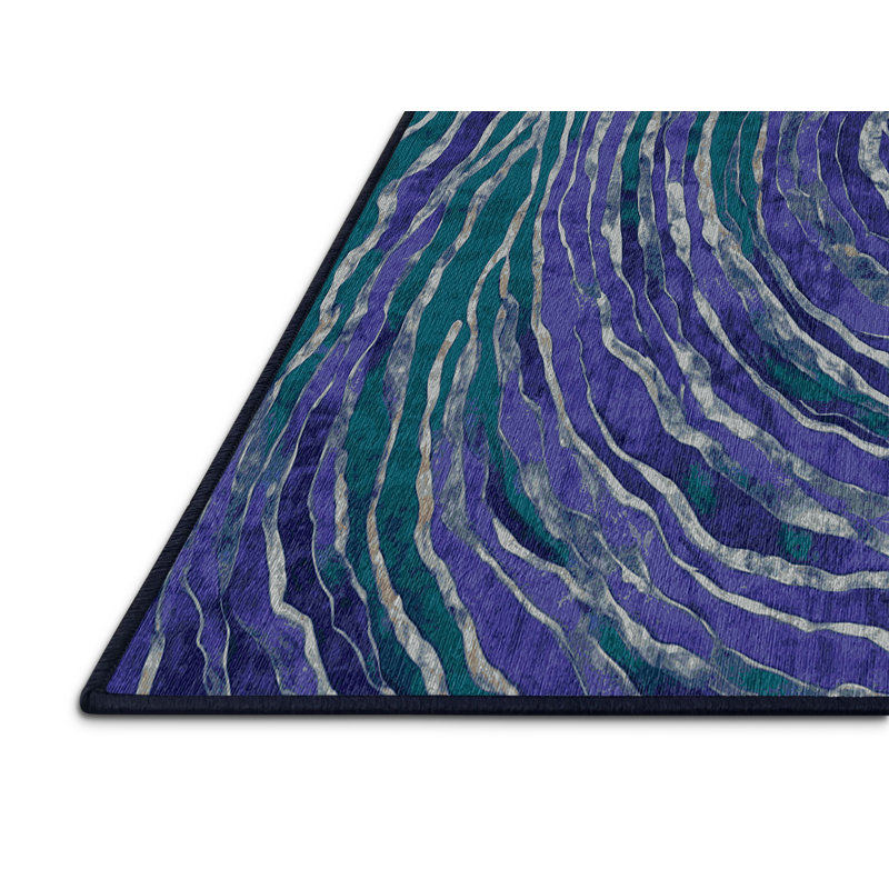 Tapis bleu lavable à la machine, Rectangle 7 pi x 9 pi