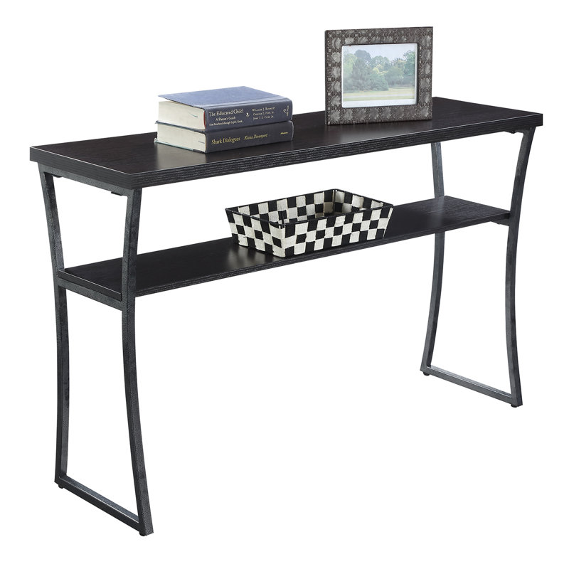 Meisha 47.25'' Solid Wood Top Console Table, Espresso Top/Black Base
