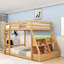 Lit superposé double en bois avec 2 tiroirs et tablettes-831150308