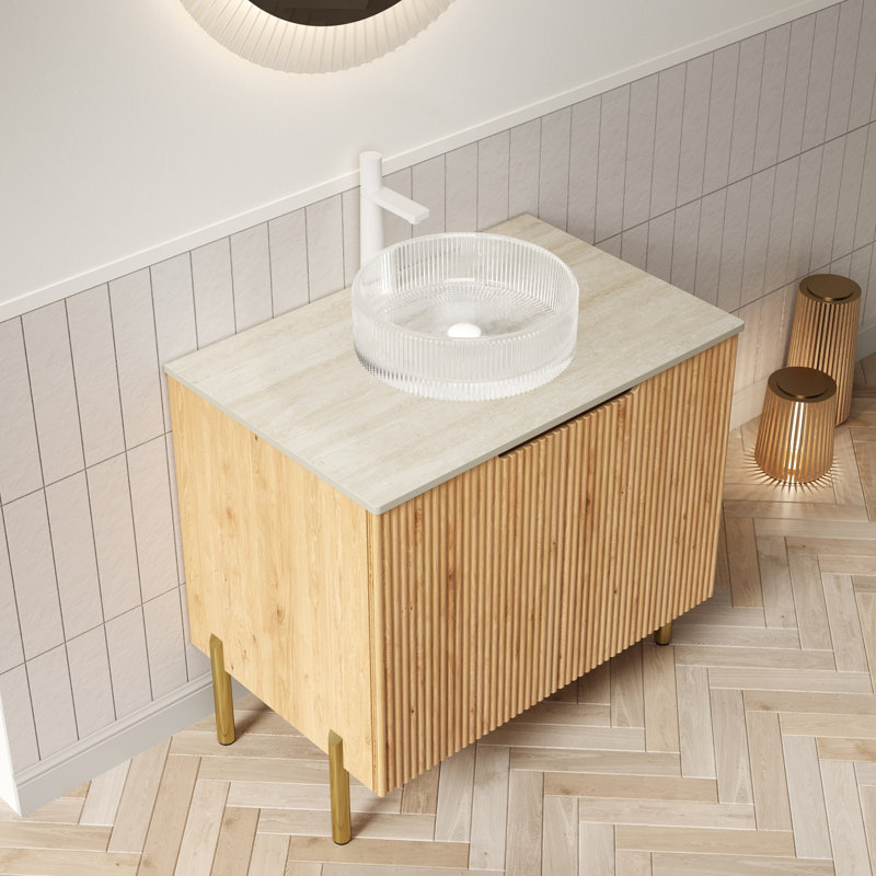 Meuble-lavabo simple avec plateau en pierre frittée