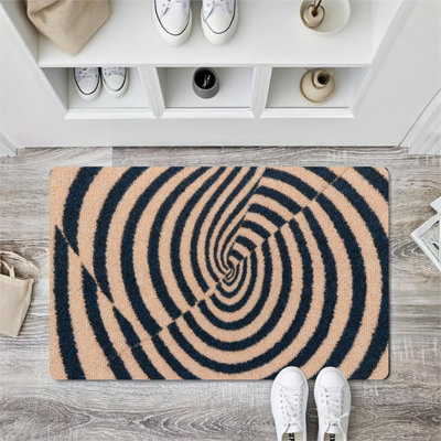 Spiral Optical Illusion Doormat, 24L x 36W, for Entrance Porch