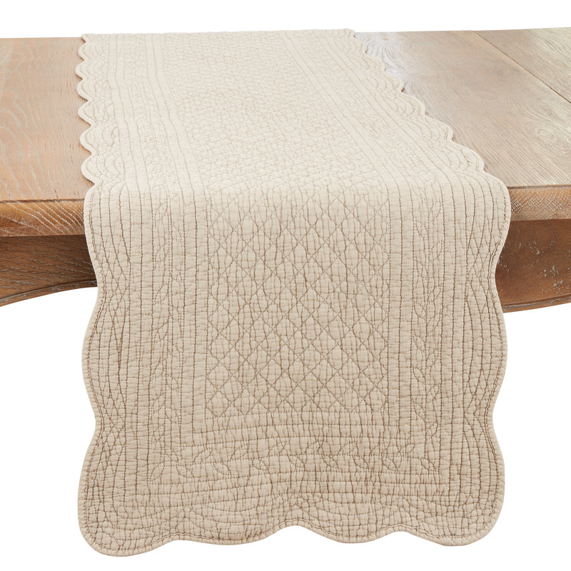 Sophisticated Quilted Table Runner, Taupe