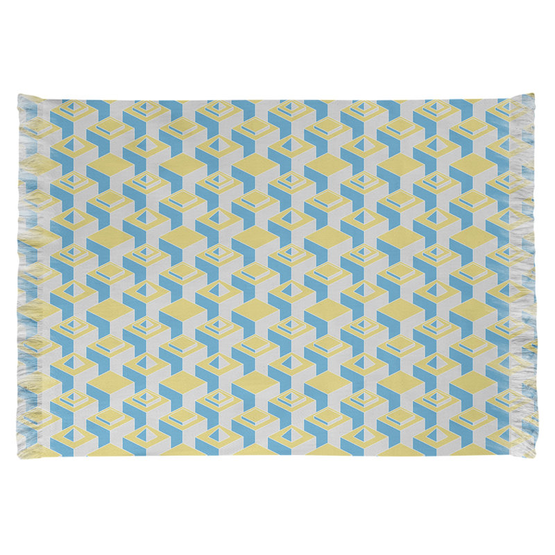 Tapis bleu/jaune skyscrapers, Non