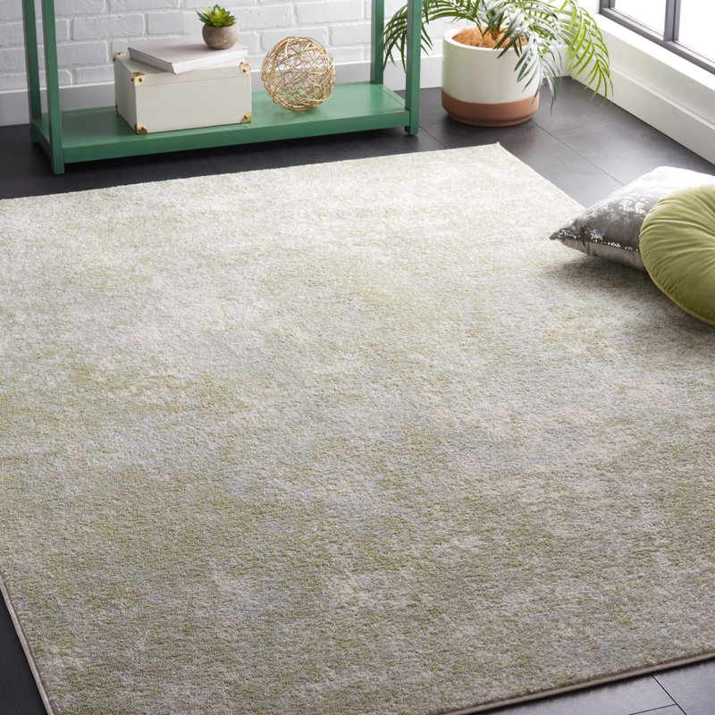 Lorenco Machine Made Power Loom Polypropylene Area Rug in Ivory/Sage, Rectangle 6' x 9'