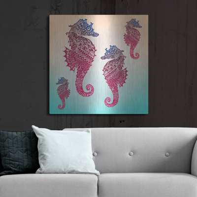Ivy Bronx 'Sea Horse Pattern' by Mark Ashkenazi Metal Wall Art