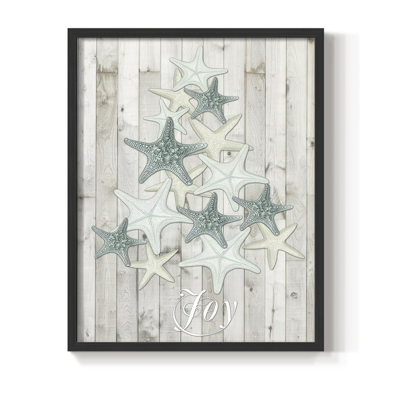 Coastal Christmas III, reproduction encadrée - bois massif, H 15 po x l 12 po, Noir, noir, noir, noir