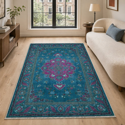 Floral Cotton and Chenille Flatweave Area Rug