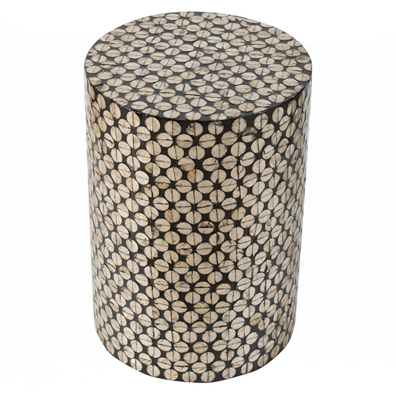Cylindrical Garden Capiz Stool, Accent Side Table