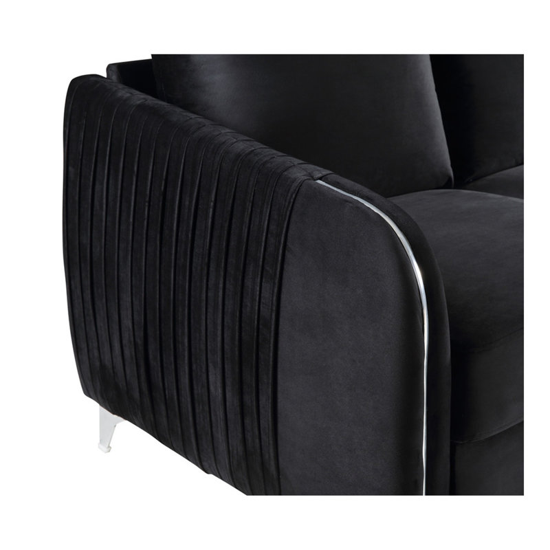 Causeuse moderne chic 54 "en velours noir Hathaway