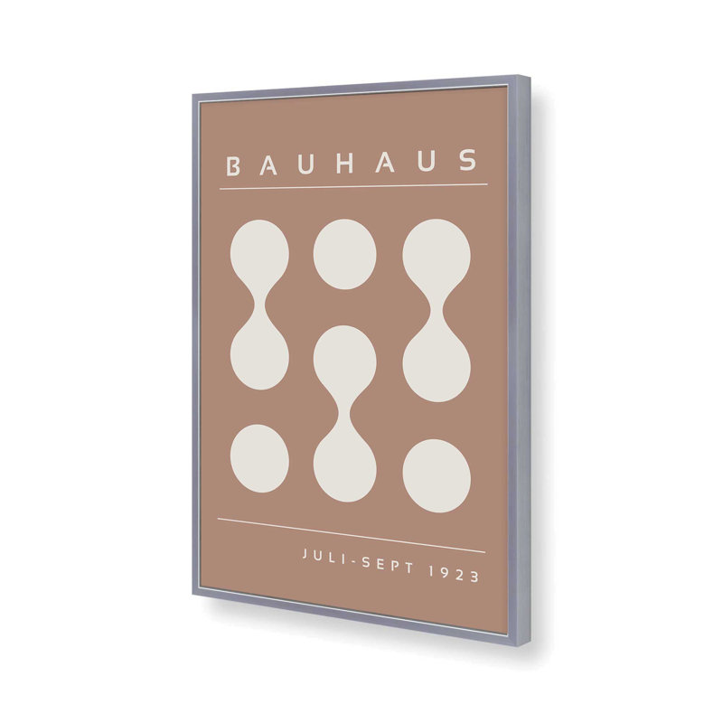 Imprimé brun Bauhaus Flow II, H 17,25 po x l 13,25 po x P 1,25 po, Reproduction encadrée sans passe-partout, Chrome poli