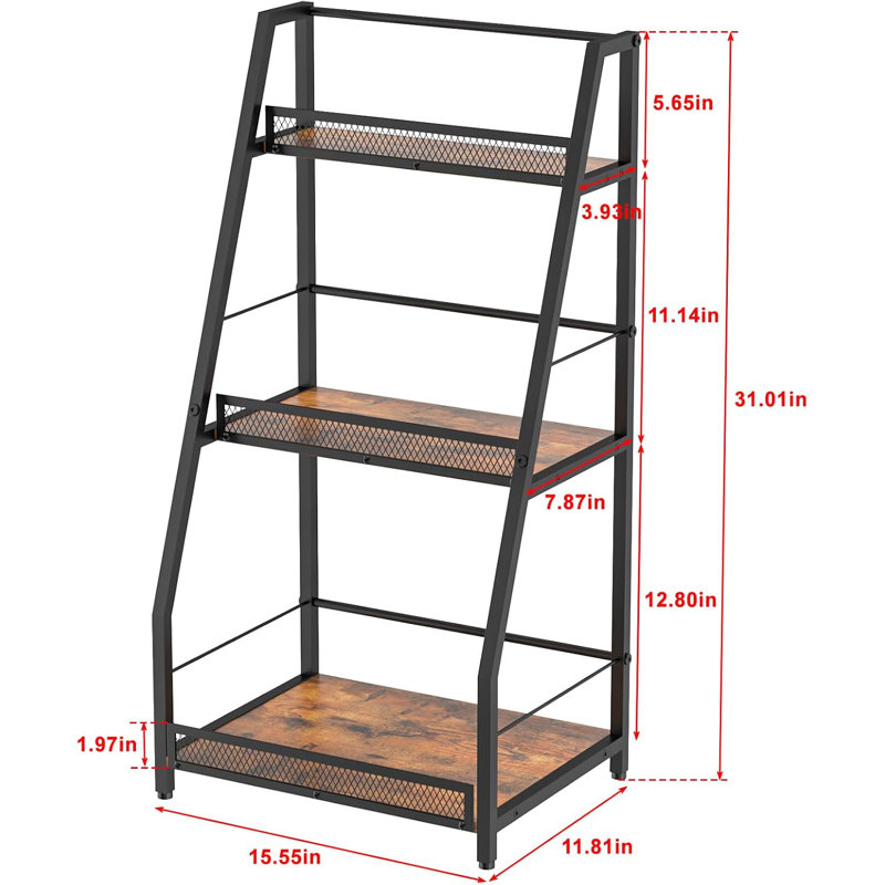 3-tier Trapezoid Liquor Stand For Home Bar, Stepped Wine Rack Freestanding Floor For Liquor Whiskey Wine, Versatile Corner Wine Bottle Display Stand With Fences, Vintage Brown（patent Pending）