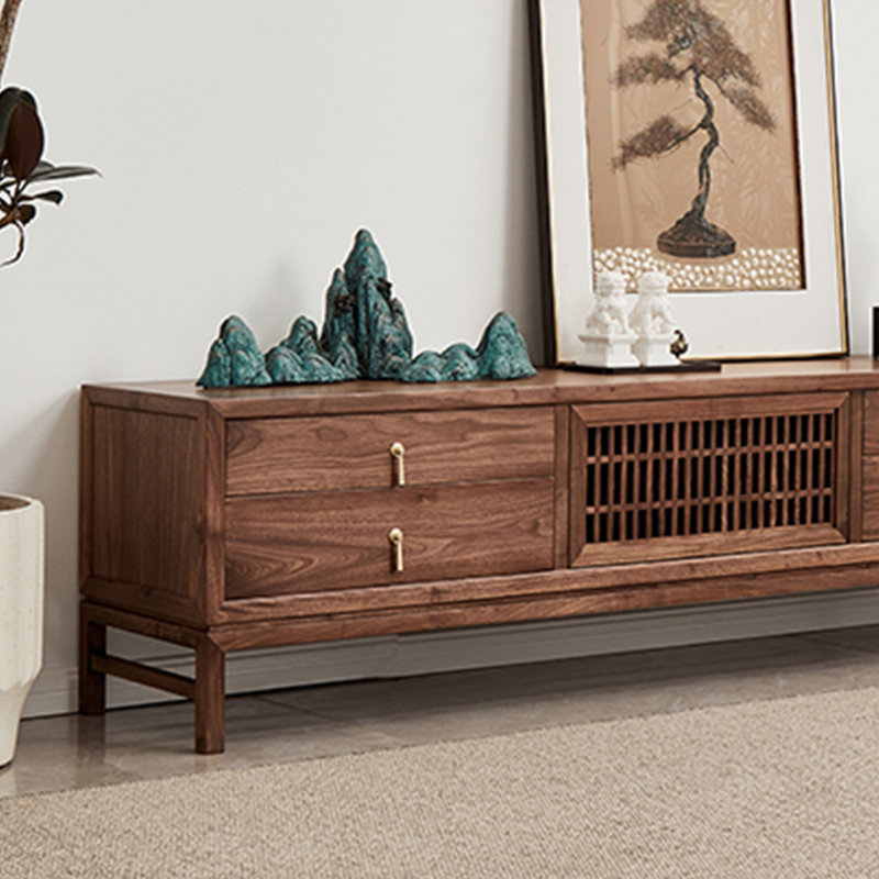Pure Solid wood black walnut TV cabinet