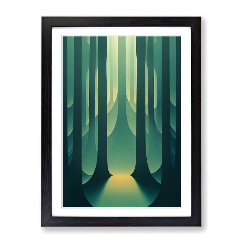 Symmetrical Forest No.4 Abstract - Single Picture Frame Print, 34cm H x 25cm W x 2cm D, Black Framed