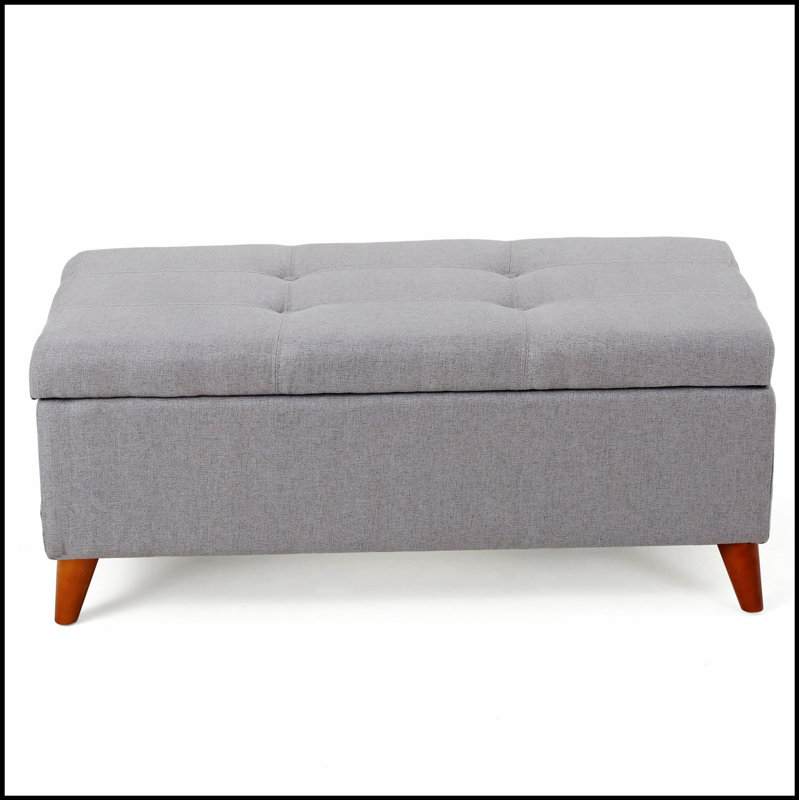 Variante de repose-pieds avec rangement, banc d'entrée multifonctionnel, banc de chambre à coucher, Gris clair
