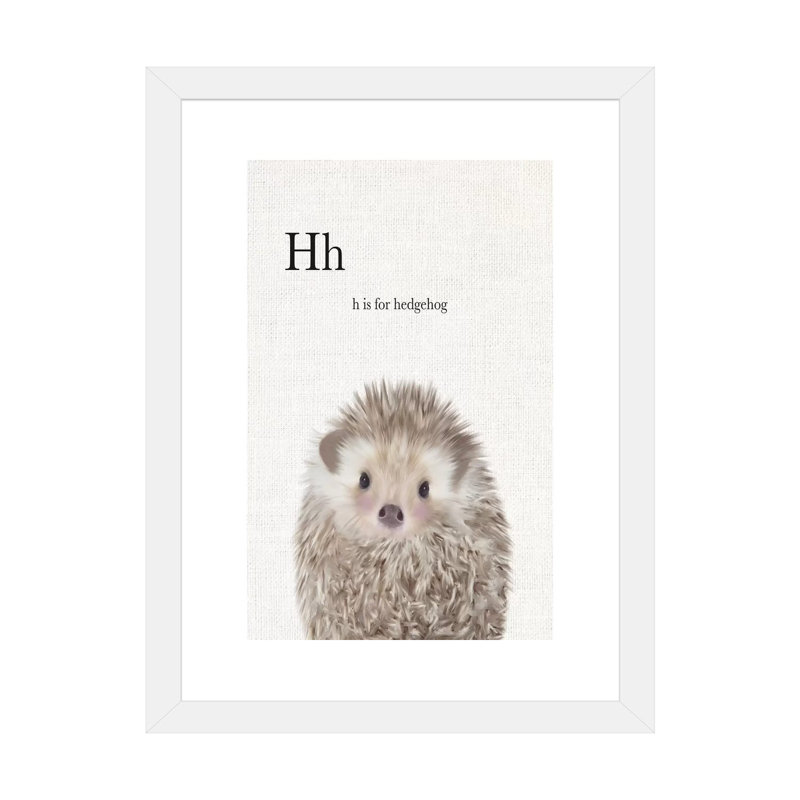 Décoration murale en lin pour bébé hérisson, H 24 po x l 16 po x P 1 po, Papier encadré blanc