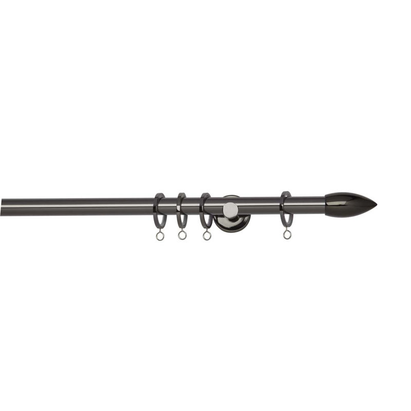 1.9cm Single Curtain Pole, 180cm W, Black Nickel