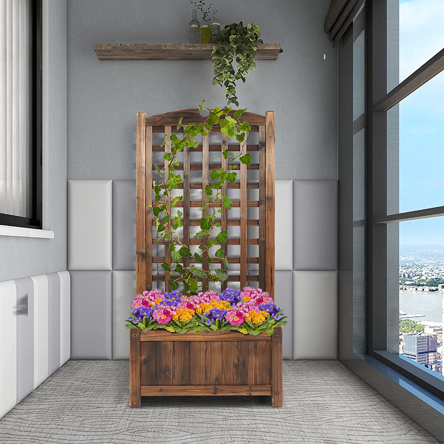 Millwood Pines 48 Inch Height Wood Planter Box with Trellis - Wayfair ...