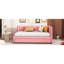 Lit de jour simple rembourré avec lit gigogne en lin rose, sans sommier rose, taille-1002466170