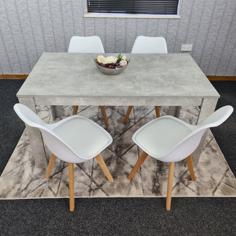 Onecre 4 - Person Dining Set, White, 75cm H x 140cm W x 80cm D