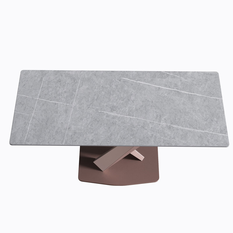 Sintered Stone Dining Table, Gray, 29.53” H x 70.9" W x 35.4" D, Antique Pink