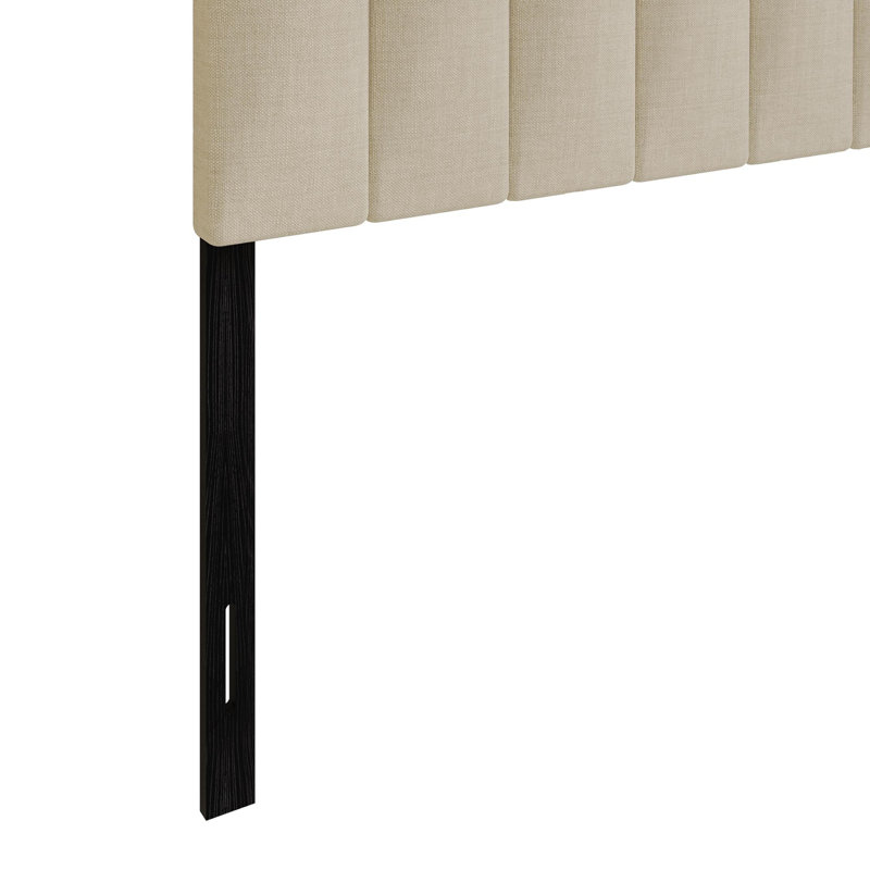 Grande tête de lit tapissier Dennis, Beige, Grand lit