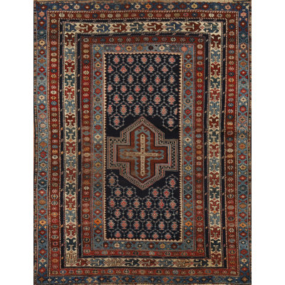 Pre-1900 Antique Kazak Vegetable Dye Rug
