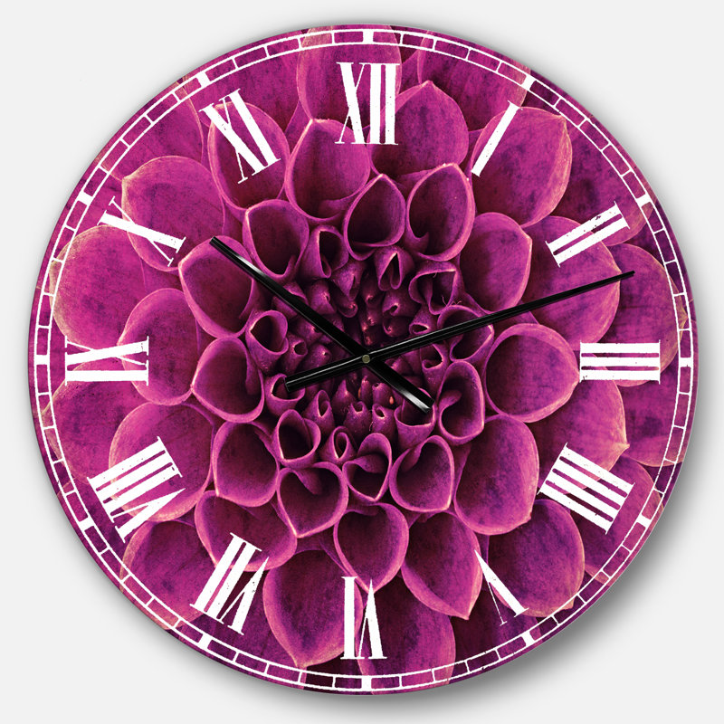 Abstract Flower Petals - Traditional wall clock, Oversized, Light Purple