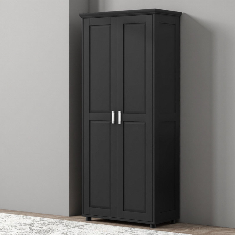 Armoire de rangement haute de luxe, armoire haute 71,25 po avec 2 portes et tablettes réglables, rangement autoportant pour la salle de bain, le bureau et la maison