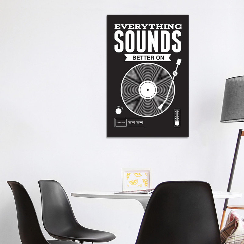 «Tout sonne mieux sur vinyle», reproduction d'impression sur toile tendue, H 40 po x l 26 po x P 1,5 po