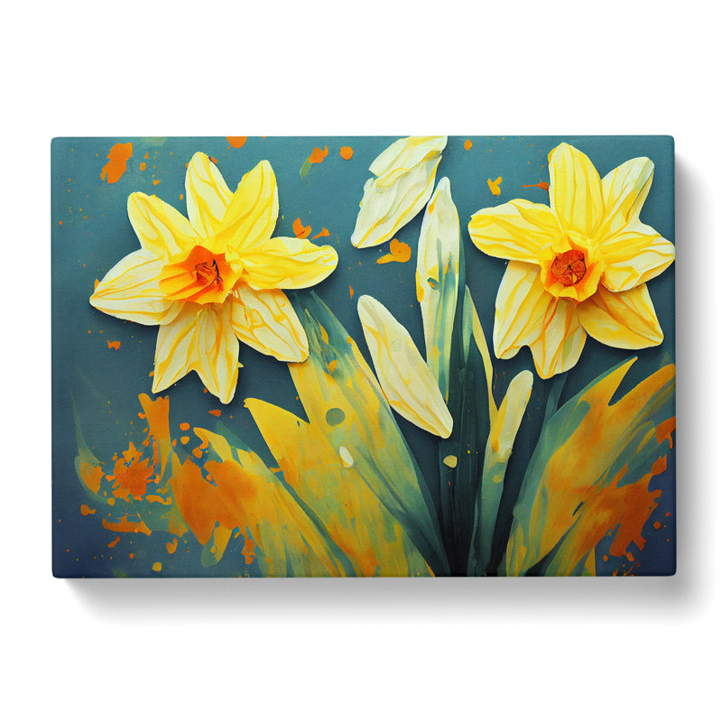 Daffodil Flower Splash Vol.1 Abstract - Wrapped Canvas, 50cm H x 76cm W x 3cm D