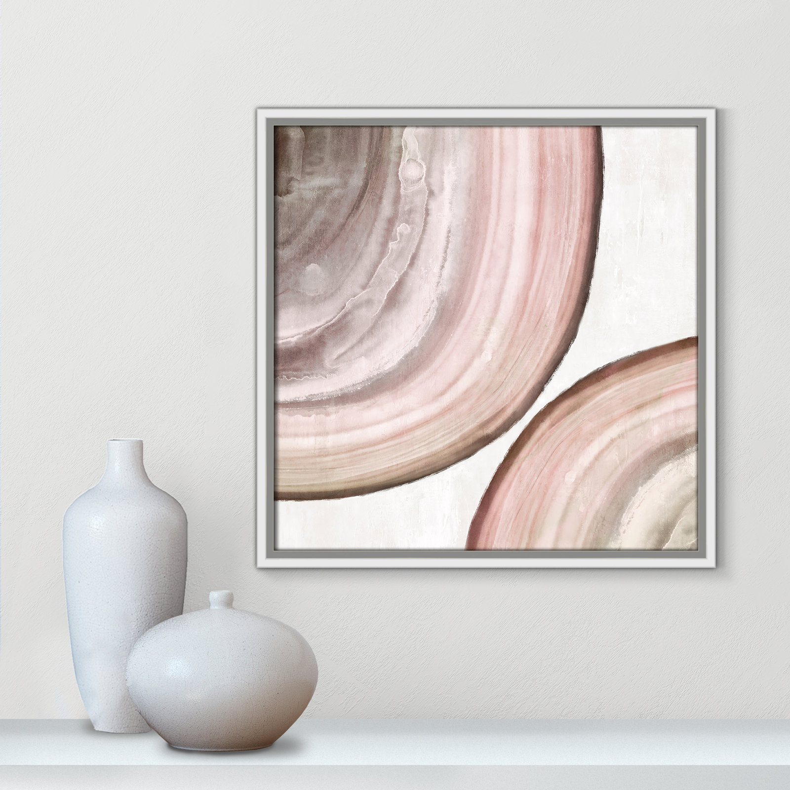 Boyd "Endless Blush" Painting by Eva Watts, 17.5" H x 17.5" W x 2" D, White Framed Canvas
