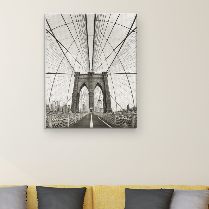 « rétro brooklyn bridge », reproduction d’impression sur toile tendue, H 28 po x l 22 po x P 1,5 po