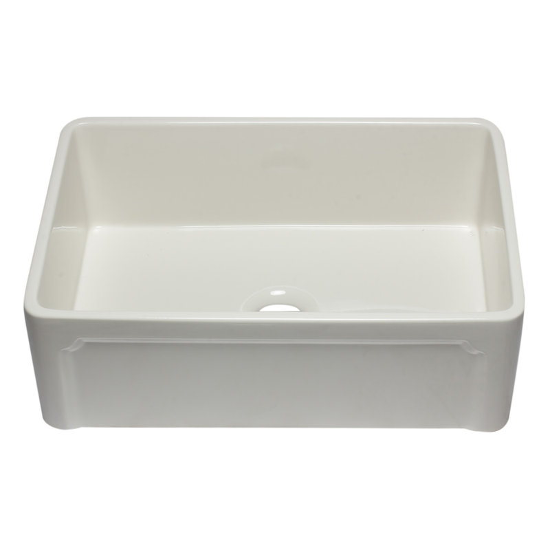 29.75'' L Single Bowl Fireclay Kitchen Sink, Biscuit