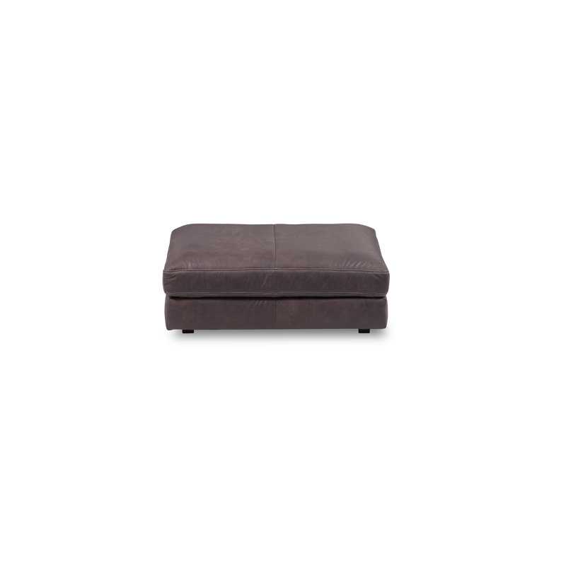 Parven 123cm Wide Genuine Leather Rectangle Solid Colour Standard Ottoman, Brown
