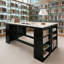 Îlot de cuisine, bar à domicile et table de bar Nexus de 59 po avec rangement ouvert réglable et comptoir aspect marbre Nexus-1924588412