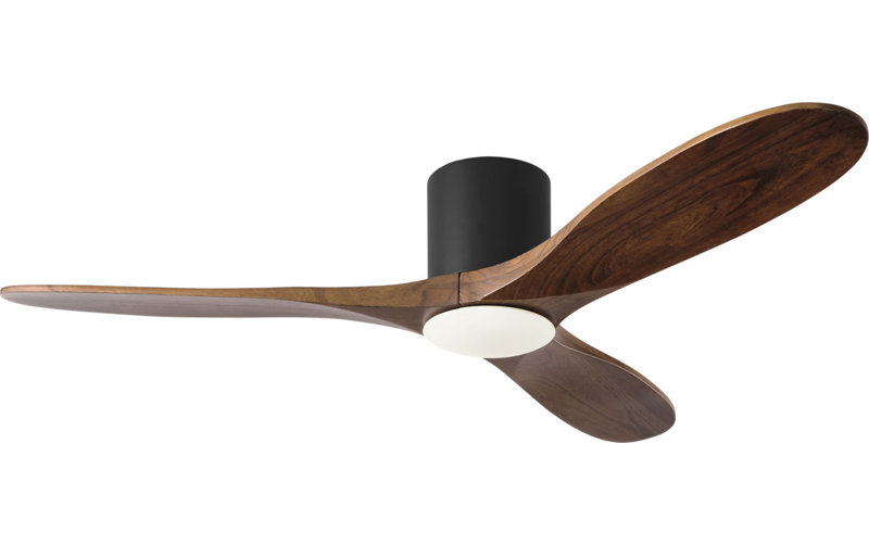 Maverick Smart Hugger LED Ceiling Fan, Matte Black, 52" Wide, Dark Walnut