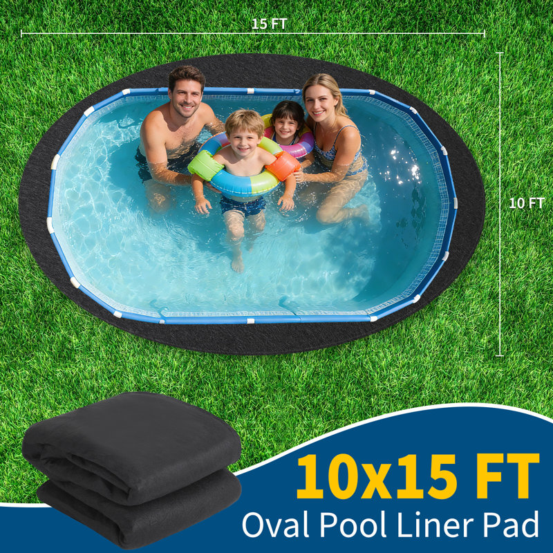 Tapis de piscine ovale robuste pour piscines hors terre, H 1 po x l 180 po x P 120 po