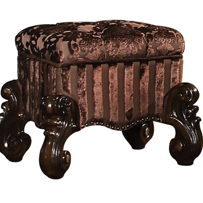 Tabouret de meuble-lavabo carré de 22 pouces avec siège brun confortable au design élégant pour détails antiques